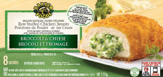 No Name and Barber Foods brands uncooked stuffed chicken products recalled