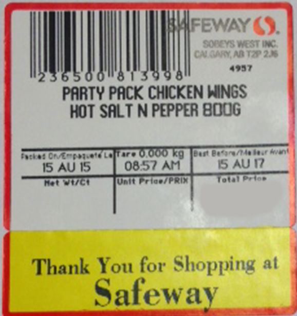 Various store-packaged, cooked Chicken Wings recalled
