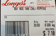 Longo’s brand Hot Red Thai Chili Peppers recalled