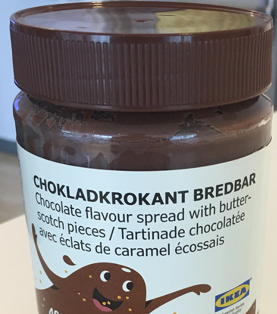 Updated recall: Ikea brand CHOKLADKROKANT BREDBAR Chocolate flavour spread with butterscotch pieces recalled