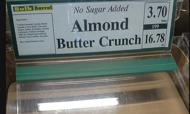 No Sugar Added Almond Butter Crunch recalled