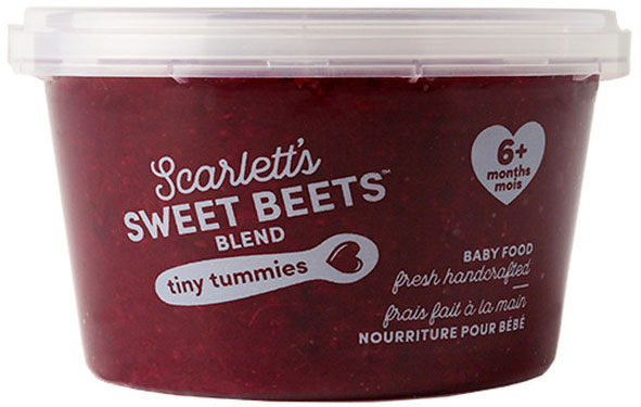 Tiny Tummies brand Scarlett’s Sweet Beets Blend Baby Food recalled due to the potential presence of whole pits or pit pieces