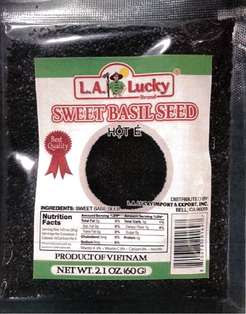 L.A. Lucky brand Sweet Basil Seed recalled due to Salmonella