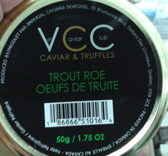 VIP Caviar Club brand Trout Roe recalled