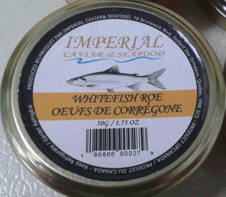 Updated: Imperial Caviar & Seafood brand Whitefish Roe recalled