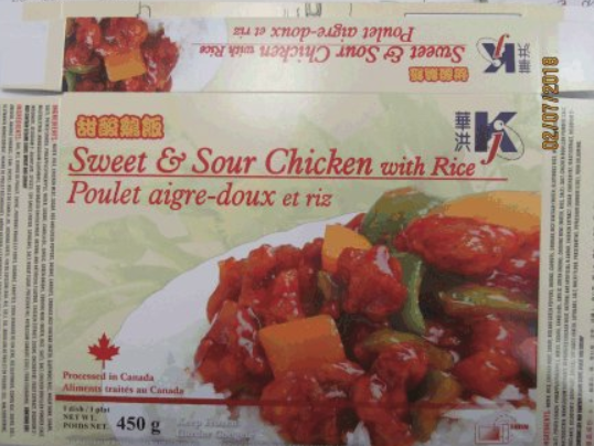 KJ brand Sweet & Sour Chicken with Rice and Sesame Chicken with Rice recalled