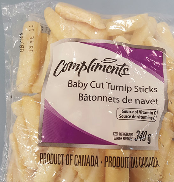 Updated: Sawler brand Turnip Sticks and Compliments brand Baby Cut Turnip Sticks recalled