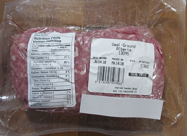 Italian Center Shop brand ground veal recalled