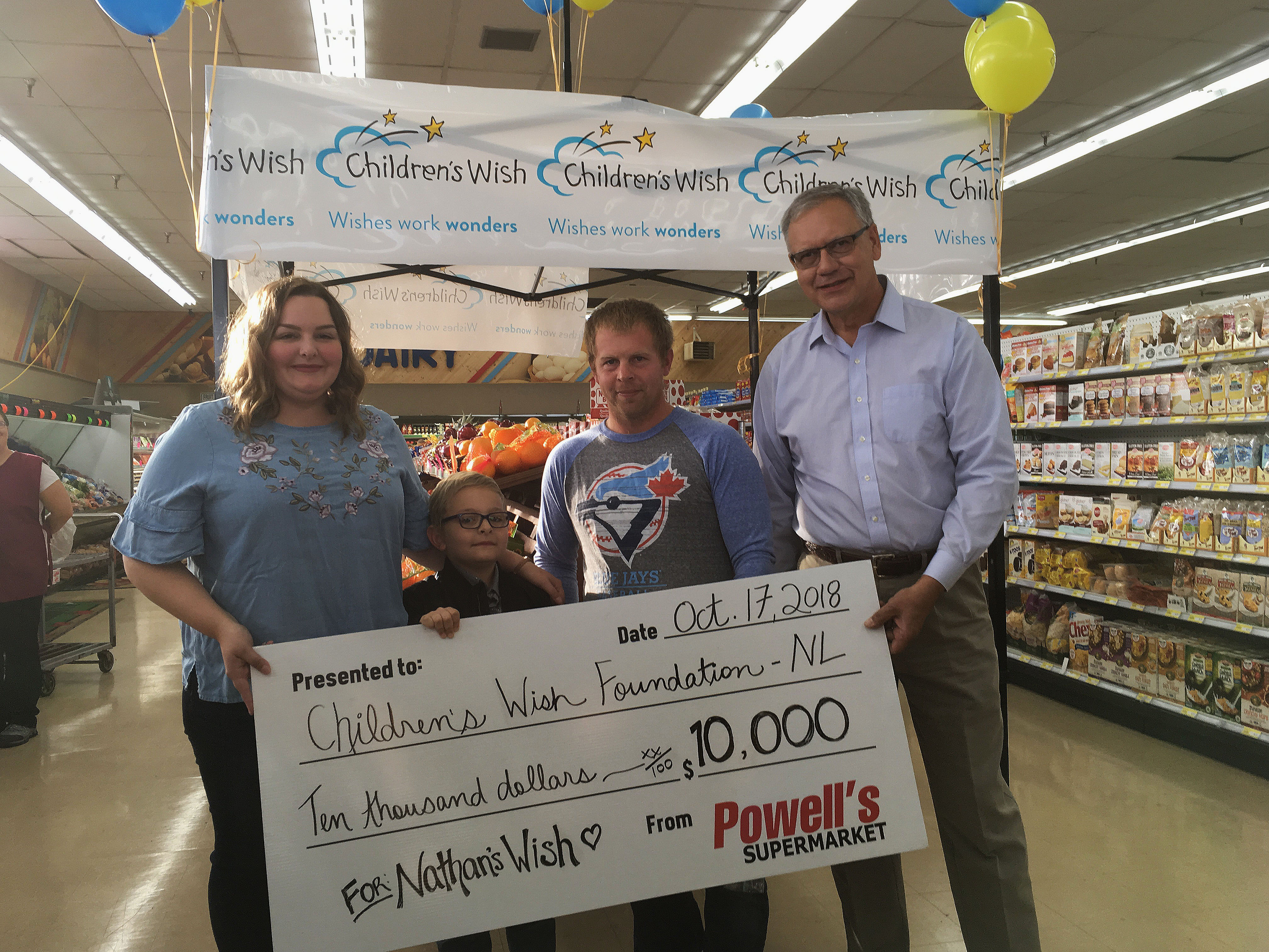 Powell’s Supermarket Donates $10,000 To Children’s Wish Foundation, Grants The Wish Of Local Child