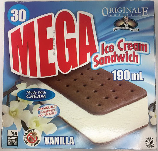 Food Recall Warning  -   Iceberg brand and Originale Augustin brand ice cream sandwiches recalled due to possible presence of fine metal particles