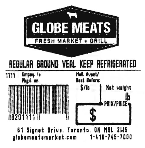 Food Recall Warning - Globe Meats Fresh Market & Grill brand Regular Ground Veal recalled due to E. coli