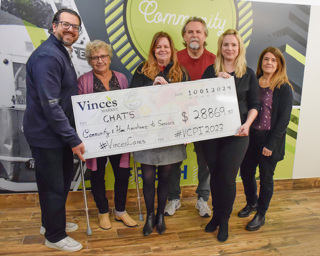 Vince’s presents cheque to CHATS in support of vital services for seniors