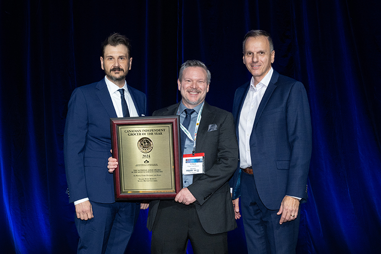 Ed Banys, Chris Dickson and Staff, Village Food Markets accepting the National Gold Award, Medium Surface Category, 2024